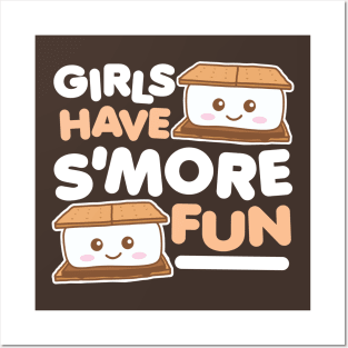 Girls Have Smore Fun Camping S'more Camper Glamping Posters and Art